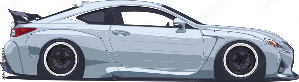 Sporty Blue Coupe Car Illustration on White Background
