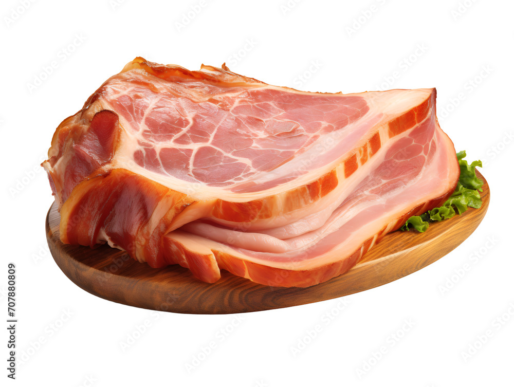 Smoked Ham, isolated on a transparent or white background