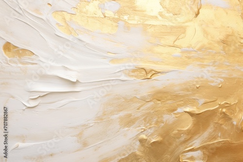 Gold closeup of impasto abstract rough white art painting texture