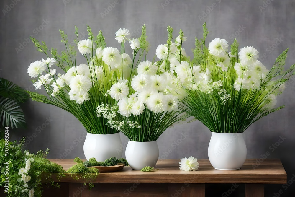 Artificial Flower Decoration Piece - Green Best for home and office use white view