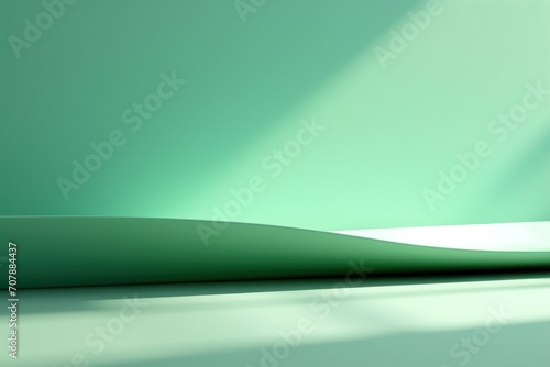 Green background image for design or product presentation, with a play of light and shadow