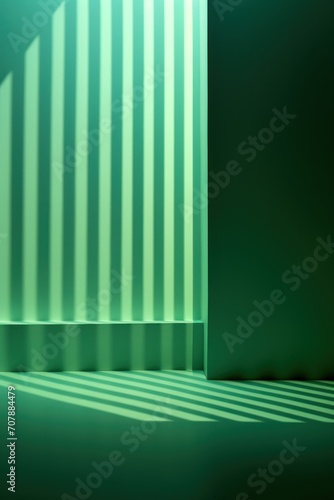 Green background image for design or product presentation, with a play of light and shadow