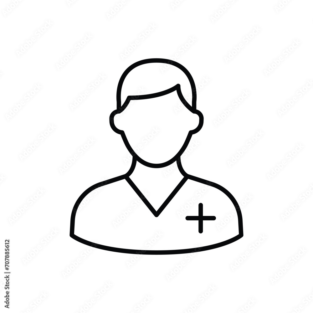 Nurse icon. Simple outline style. Medical assistant, male, man, medic, doctor, health, medicine, hospital concept. Thin line symbol. Vector isolated on white background. SVG. Nurse icon. Simple outline style. Medical assistant, male, man, medic, doctor, health, medicine, hospital concept. Thin line symbol. Vector isolated on white background. SVG.