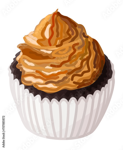 Dulce de leche. Bisquit with boiled condensed milk. Vector isolated illustration. photo