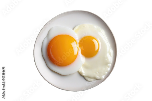 Fried egg isolated on transparent or white background. Top view. Flat lay