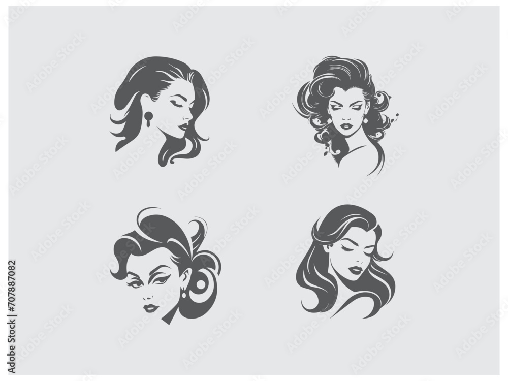 premium beauty set logo design vector, vector and illustration,