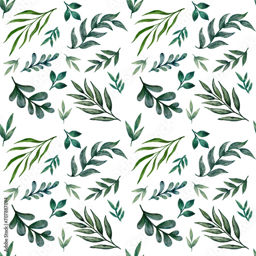 Watercolor seamless pattern of leaves , seamless pattern with leaves