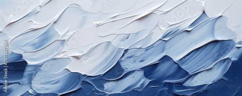 Indigo closeup of impasto abstract rough white art painting texture