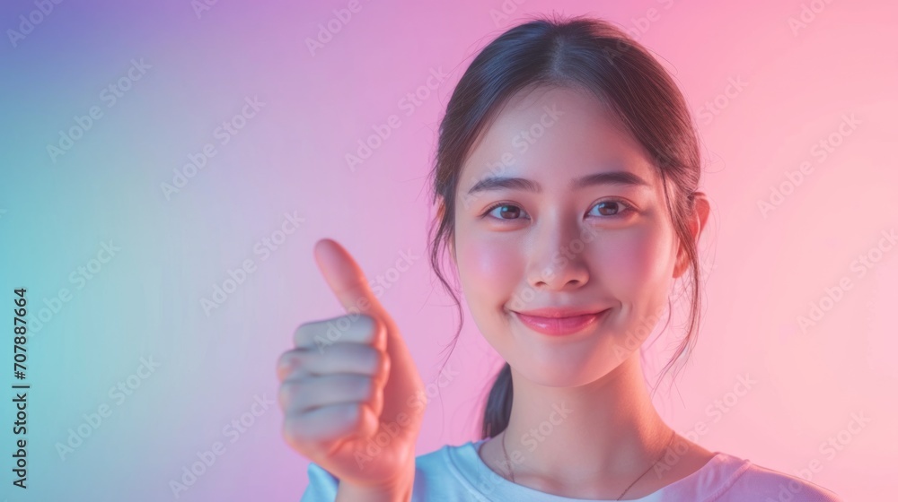 Beautiful woman, cute, show thumbs up positive feedback, lady showing OK gesture, Excellent or good review result concept, Customer rating for experience or quality product and service, Opinion survey Beautiful woman, cute, show thumbs up positive feedback, lady showing OK gesture, Excellent or good review result concept, Customer rating for experience or quality product and service, Opinion survey
