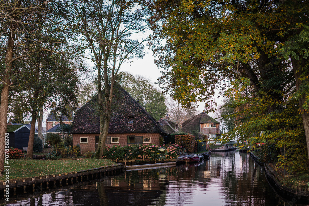 Landscape of the charming town of Giethoorn, Holland Landscape of the charming town of Giethoorn, Holland