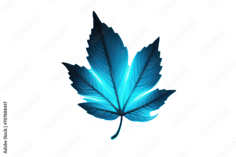 neon light blue leaf isolated on transparent or white background neon light blue leaf isolated on transparent or white background