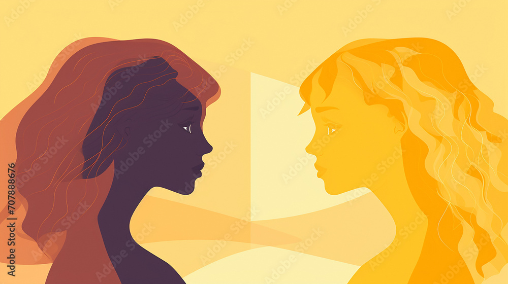 silhouette of two women