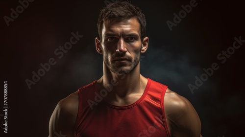 adult man in sportswear on a dark background.concept of healthy lifestyle, sports, boxing, advertising for the gym.copy space, mock-up,space for text. soft focus,defocus.horizontal photo © Anastasiya