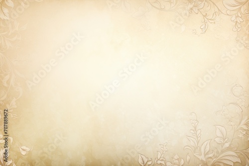 Ivory soft pastel background parchment with a thin barely noticeable floral ornament background © Celina