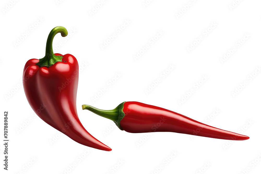 Red hot chili pepper isolated on transparent and white background Red hot chili pepper isolated on transparent and white background