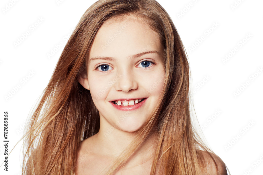 Child, portrait and smile in studio or confidence for good mood, youth or mockup space. Female person, model and happiness as young relaxed girl for innocent positivity, relax or white background Child, portrait and smile in studio or confidence for good mood, youth or mockup space. Female person, model and happiness as young relaxed girl for innocent positivity, relax or white background