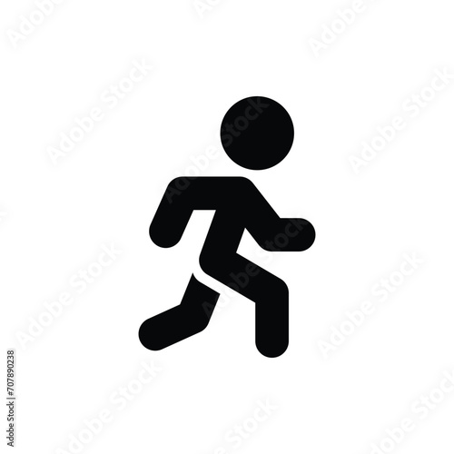 Run icon. Simple solid style. Running man, person, active, action, runner, athlete, sprint, fast, people, sport concept. Black silhouette, glyph symbol. Vector isolated on white background. SVG. © Fourdoty