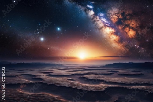 Space background with Milky way on the sky