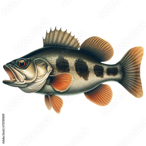 Vintage Smallmouth Bass (micropterus dolomieu) Lithograph Illustration