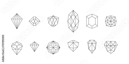 Faceted gem collection - isolated vector object set
