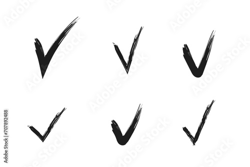Hand drawn tick mark collection - vector check symbol set photo