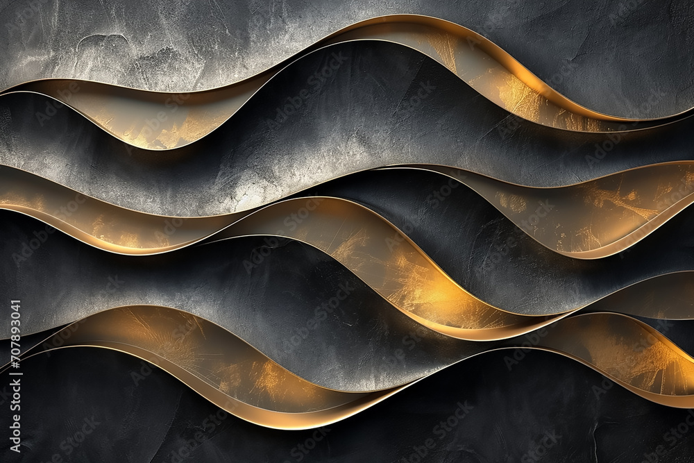 Black and gold abstract wavy background Black and gold abstract wavy background