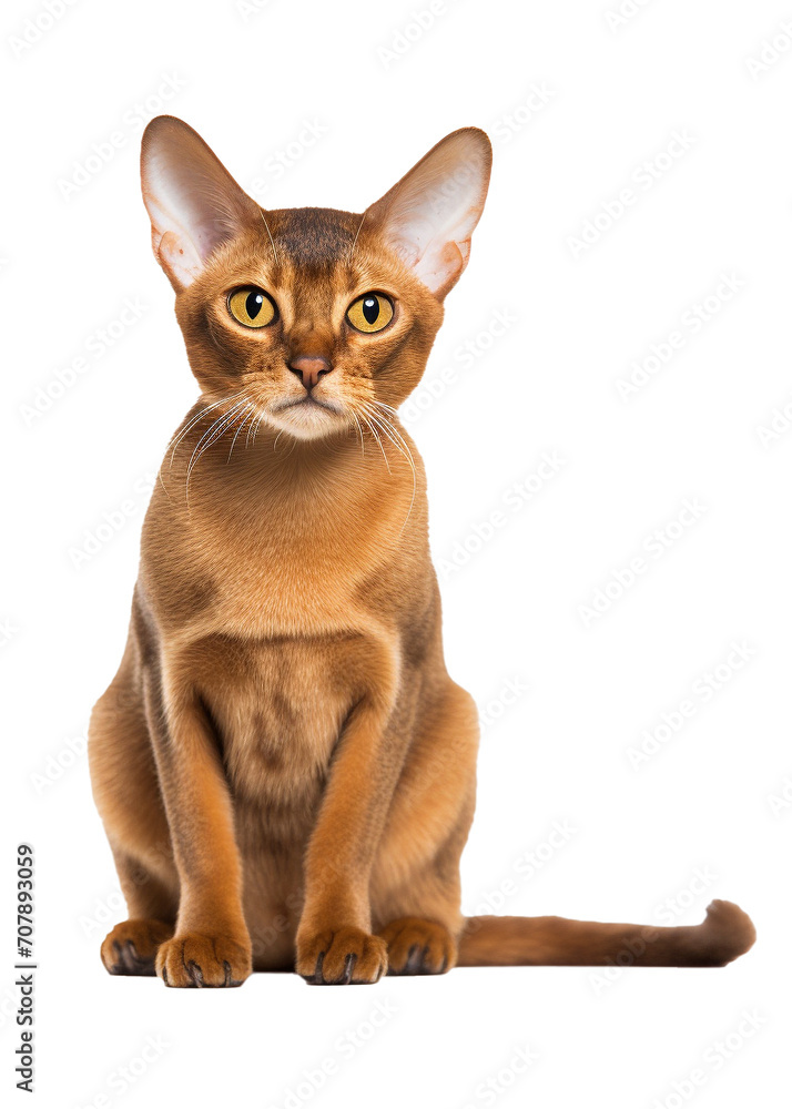 Abyssinian cat on transparent background, PNG
