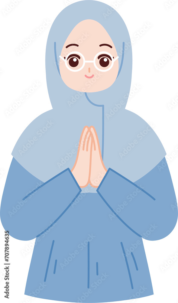 muslim hijab girl greeting eid mubarak cartoon character muslim hijab girl greeting eid mubarak cartoon character