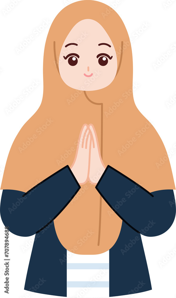 muslim hijab girl greeting eid mubarak cartoon character muslim hijab girl greeting eid mubarak cartoon character