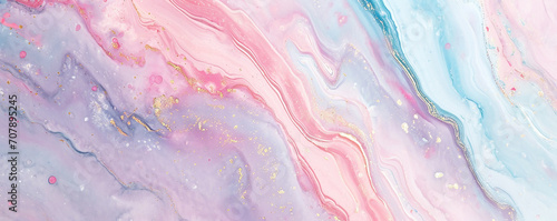 Pink and blue pastel colors marbling photo