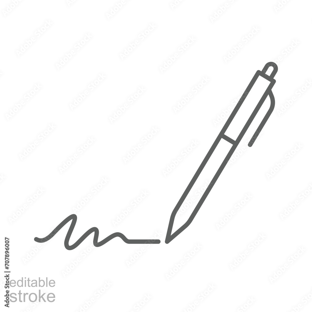 Pen, write icon. Simple outline style. Signature pen, paper, ink, sign, pencil, tool, education concept. Thin line symbol. Vector illustration isolated. Editable stroke. Pen, write icon. Simple outline style. Signature pen, paper, ink, sign, pencil, tool, education concept. Thin line symbol. Vector illustration isolated. Editable stroke.