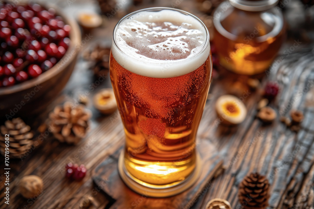 glass of beer on wooden table glass of beer on wooden table