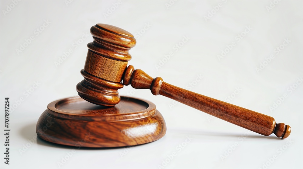 Εκτύπωση καμβά Wooden brown judge gavel, decision glossy mallet for court verdict