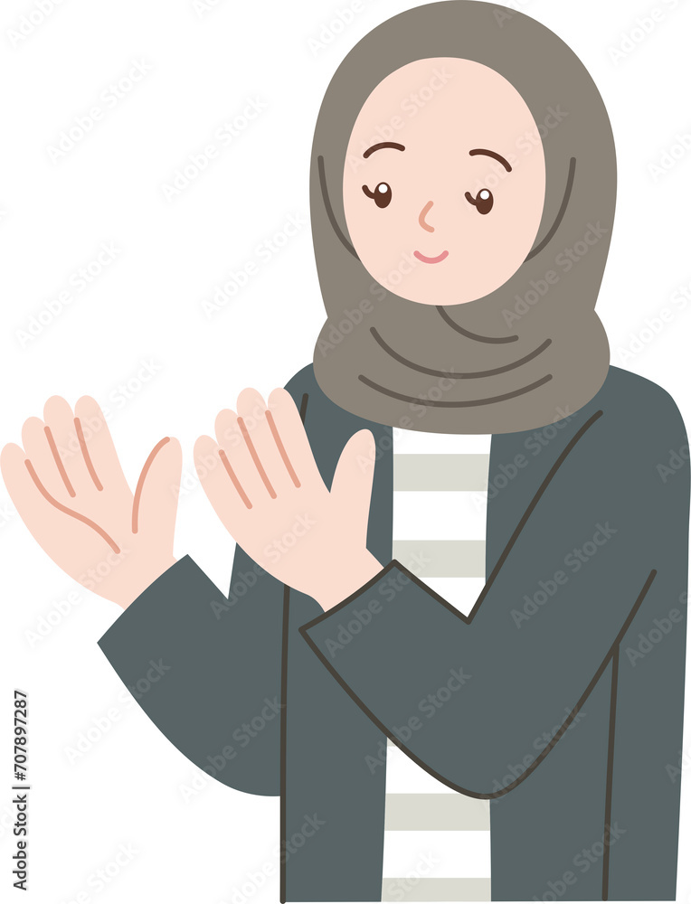 Cute muslim people praying on ramadan mubarak cartoon character Cute muslim people praying on ramadan mubarak cartoon character