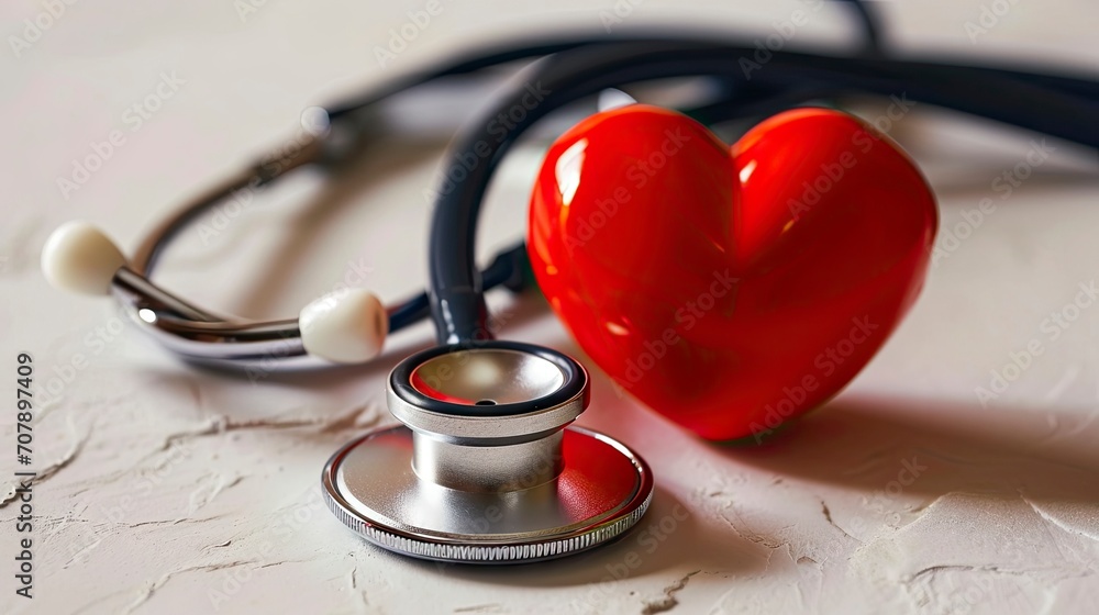 Healthcare Concept with a Stethoscope and Red Heart on a Pristine White Background. Healthcare Concept with a Stethoscope and Red Heart on a Pristine White Background.