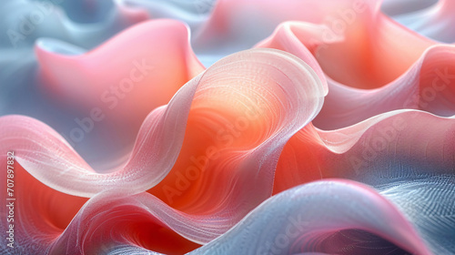 Abstract background with wavy waves and lines. Peach colored waves. Generative AI