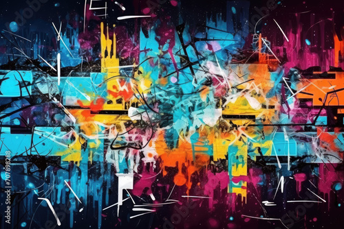 Pop Art Blast: Abstract Graffiti Mural for Dynamic Backdrops photo