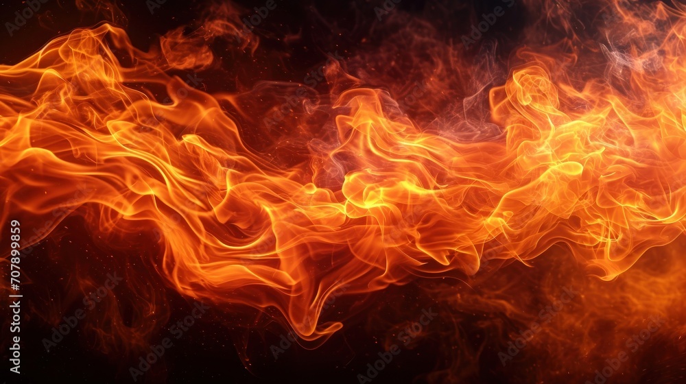 Dynamic dance of orange and red flames in darkness evoking heat and energy.