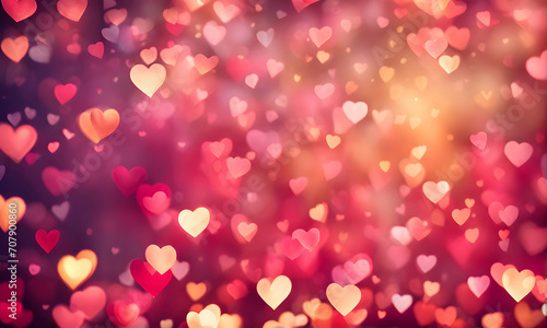 Blurred hearts background, vibrant and romantic