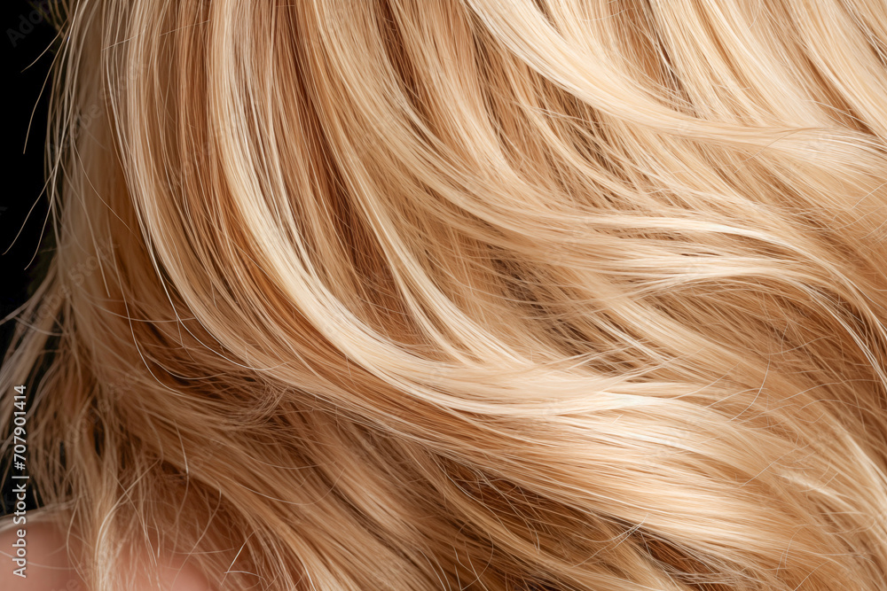 Stylish hair: A woman with a shiny, brown and blond highlighted hairstyle. Stylish hair: A woman with a shiny, brown and blond highlighted hairstyle.