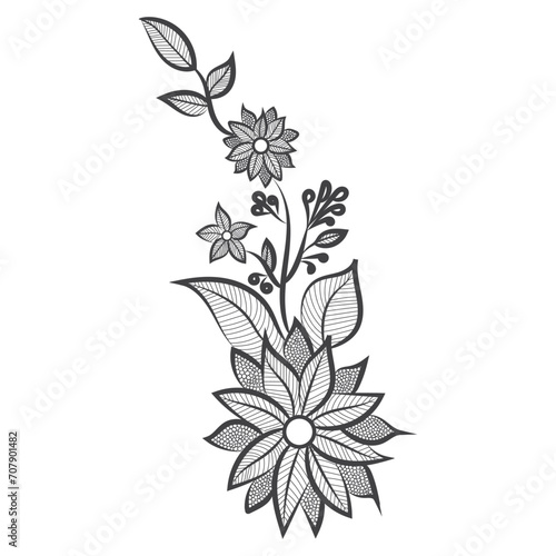 Fototapeta Naklejka Na Ścianę i Meble -  Free vectore art and hand drawing flower art black and white flat design outline illustration.