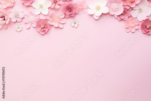 Banner with flowers on light pink background © MyPixelArtStudios