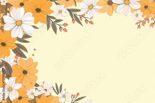 Floral Banner Illustration on Soft Yellow Background