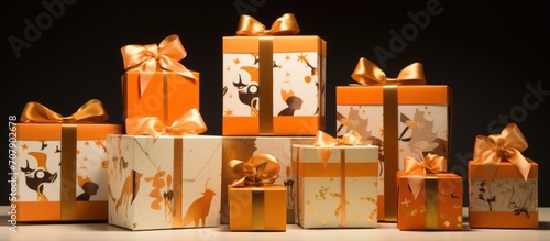 Various-sized holiday gift boxes.