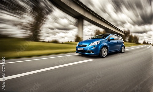 Dramatic motion blur of a car on the road © karandaev
