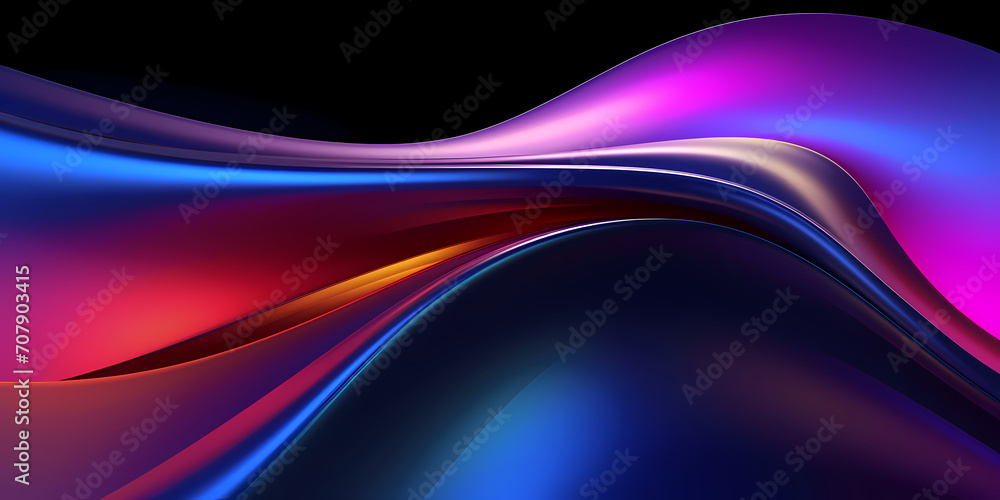 Fototapeta premium Liquid metal texture abstract background - Wave design banner