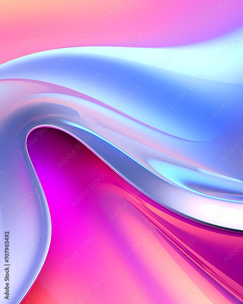 Fototapeta premium Liquid metal texture abstract background with soft neon colors - Wave design banner