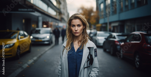 A German female doctor standing alone on a street © Ajmal Ali 217