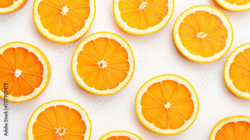 Tantalizing citrus wedges atop a pale canvas  top-down.