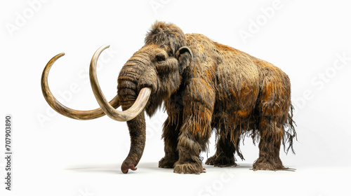Isolated full size mammoth on white background.